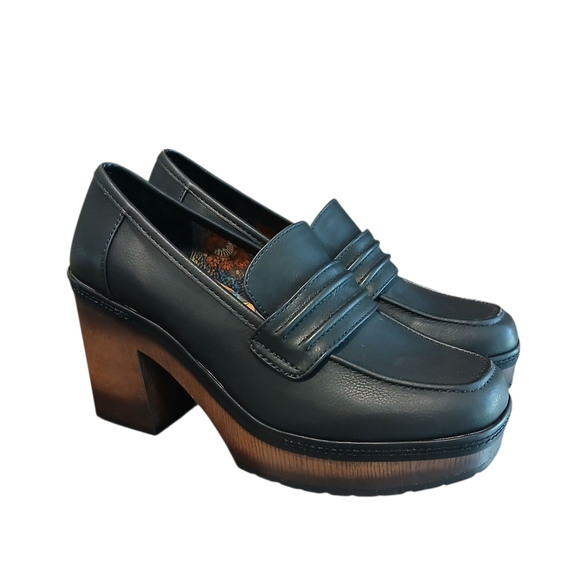 Kork-Ease Shoes - KORKS New Black Faux Leather Platform Loafers Size 9 Loafer Neutral Comfort